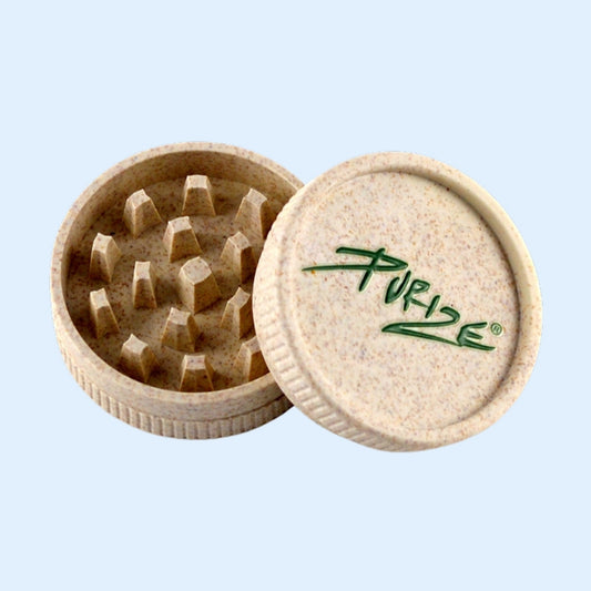 PURIZE Bio Hanf Grinder geöffnet – Mahlzähne aus Hanf-Biokunststoff