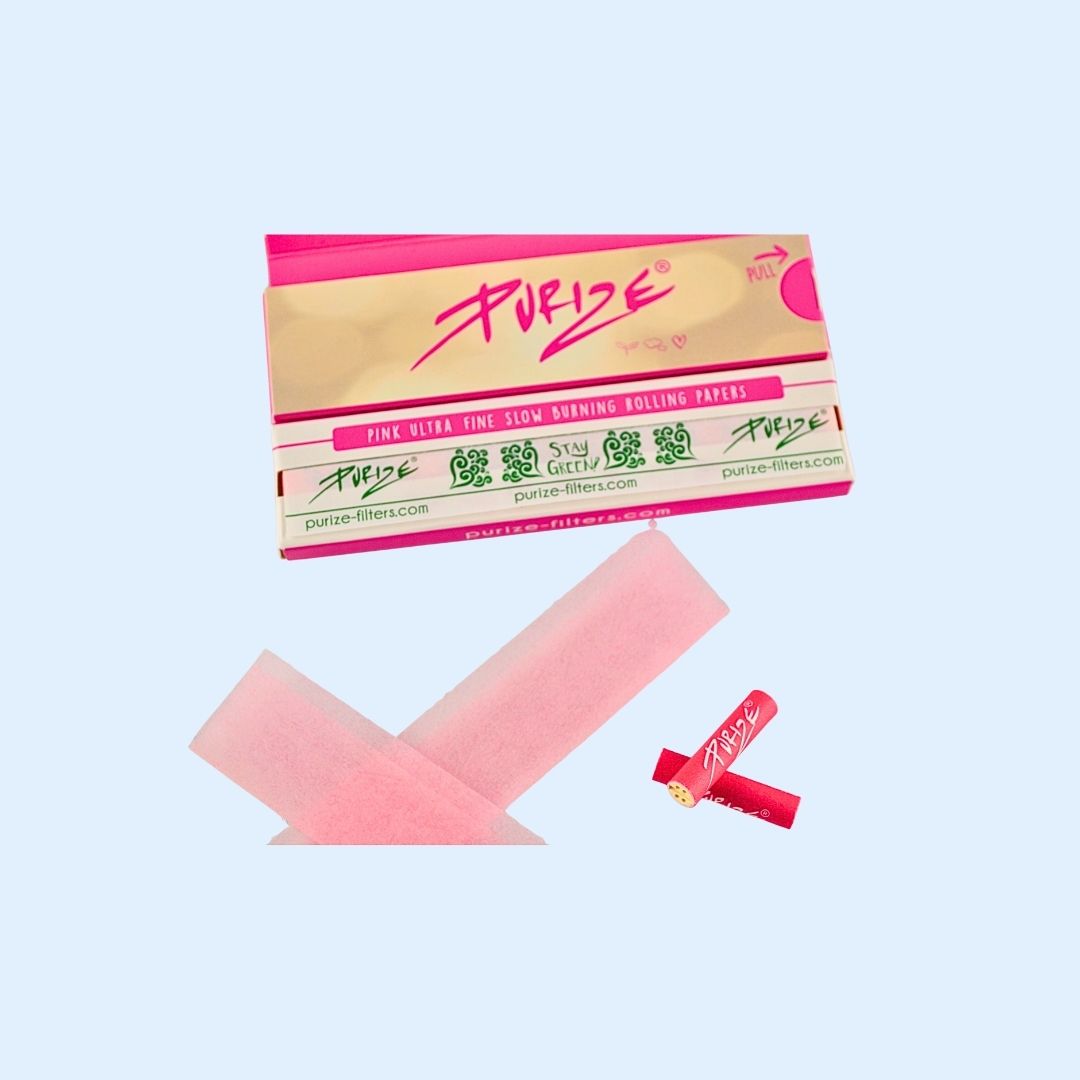 PURIZE Pink Papes King Size beim Rollen – Papers & Tips