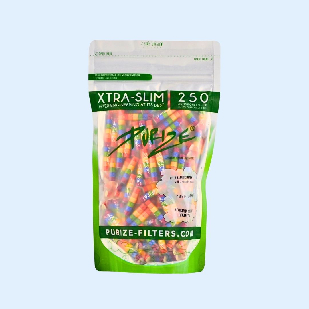 Detail PURIZE Rainbow Filter 250 Stück – hochwertige Aktivkohlefilter im XTRA Slim Format für deinen Stoner Lifestyle & Headshop