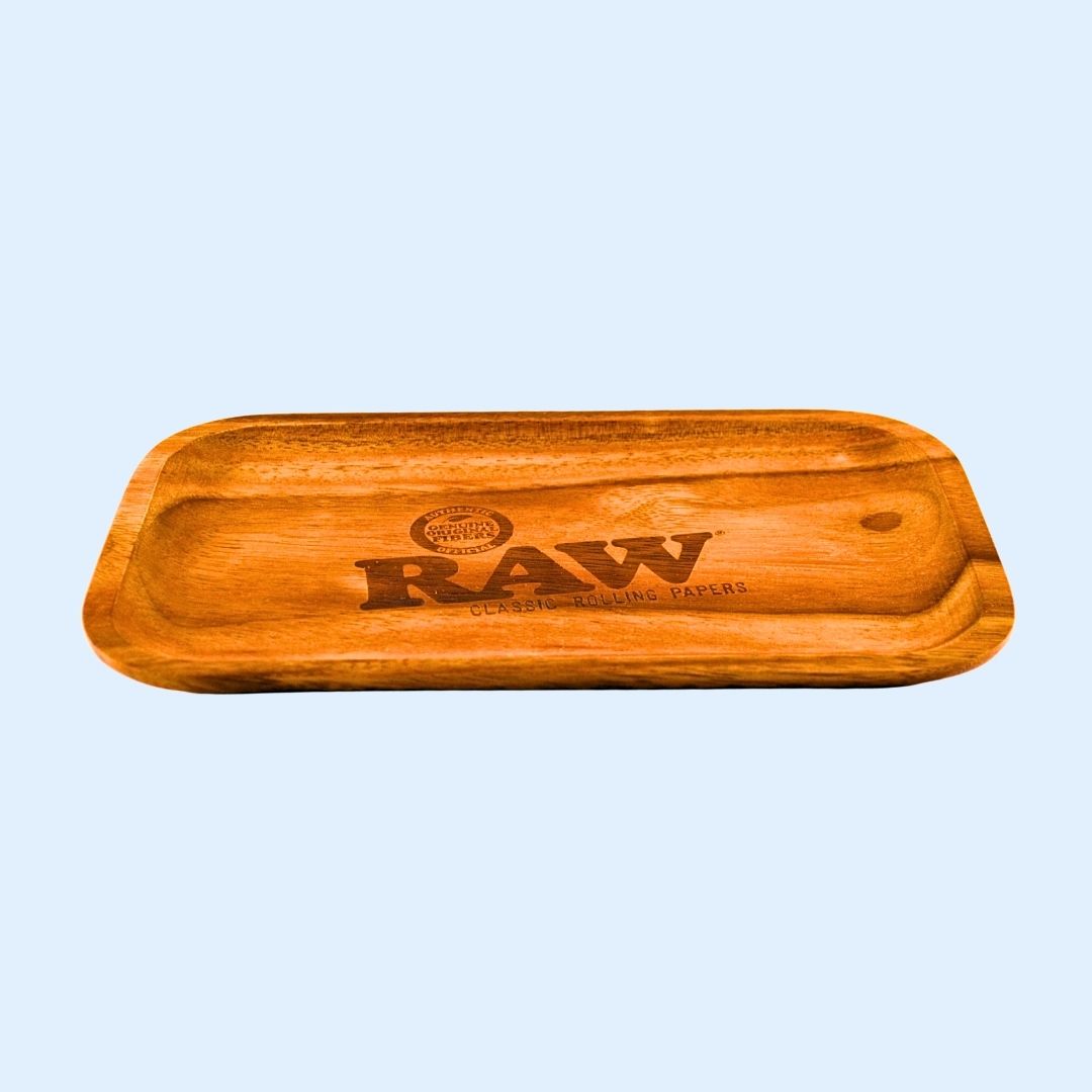 Material‑Highlight RAW Wooden Rolling Tray – Akazienholz Braun, langlebig und elegant verarbeitet