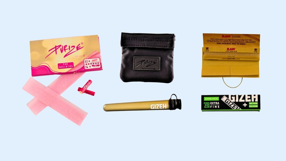 Kiffer Zubehör für unterwegs mit J-Tube, Smell-Proof Bag, Filtern und Clipper Feuerzeug
