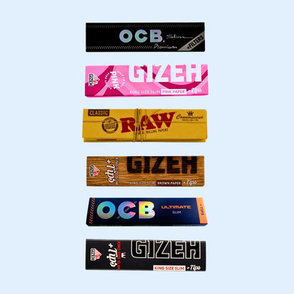 Probierset Medium und Large: OCB Premium, GIZEH Pink, RAW Classic, GIZEH Brown, OCB Ultimate und GIZEH Black Papers mit Filter Tips
