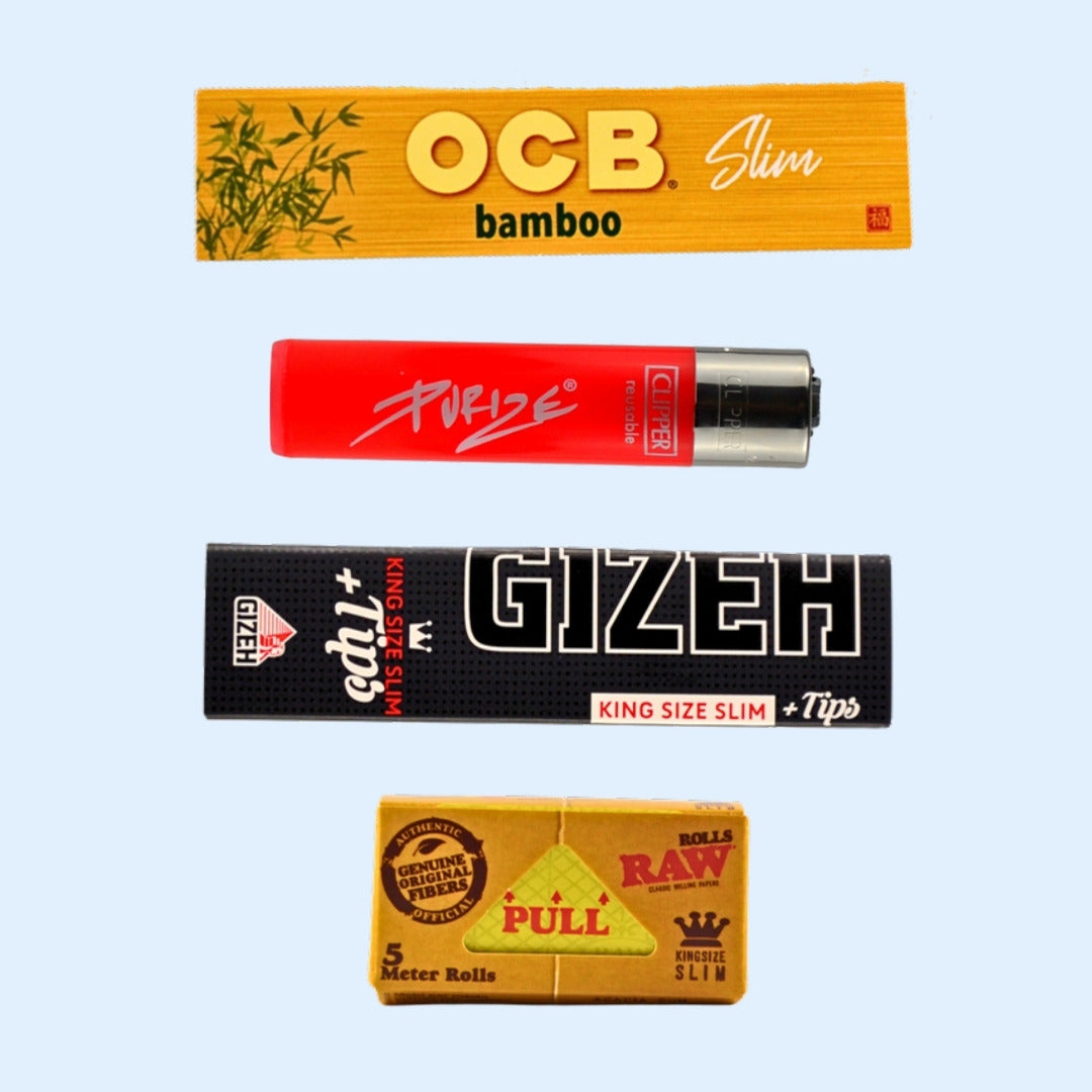 Monthly Essentials Regular: OCB Bamboo Papers, PURIZE x CLIPPER, GIZEH Black Papers + Filters und RAW Classic Paper Rolls