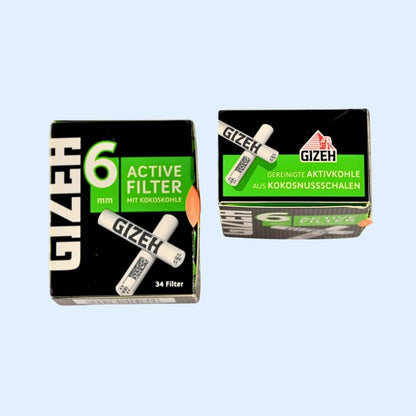 Stylisches Design GIZEH Black Aktivkohlefilter 34er Box – elegante Verpackung für dein Headshop Setup & bewussten Rauchgenuss