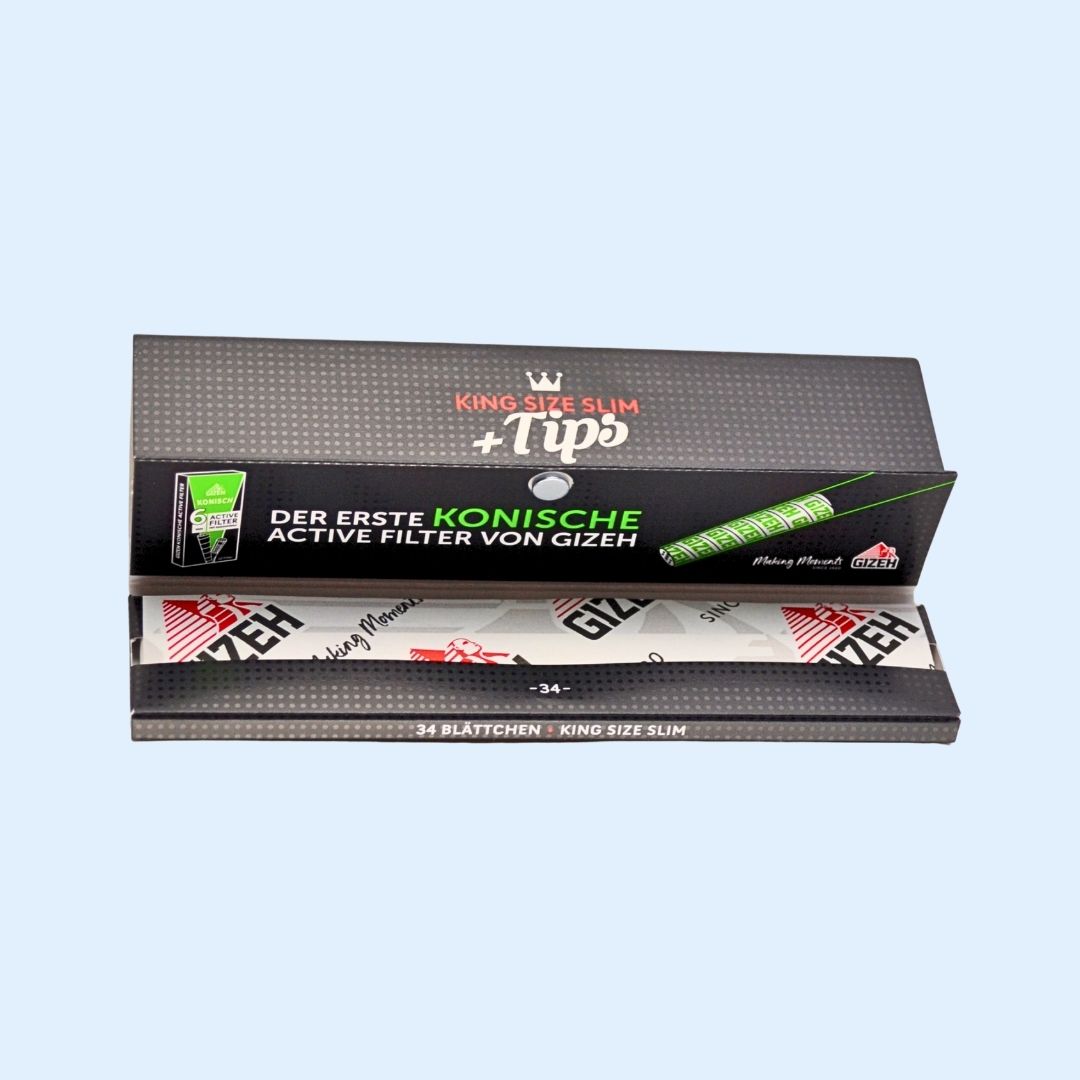 Detailaufnahme GIZEH Black Filtertips und Papers