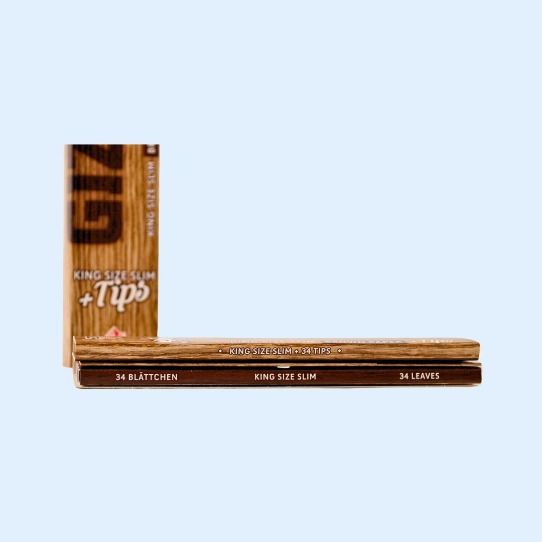 Detailaufnahme GIZEH Brown Filtertips und ungebleichten Papers