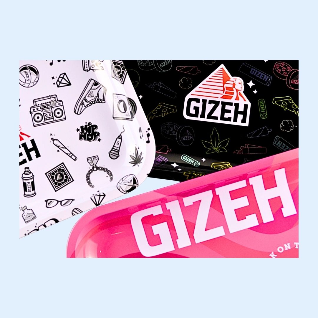 Detailaufnahme GIZEH Metal Rolling Tray M – Metall‑Drehunterlage 0,35 mm stark, erhöhtem Rand, hochwertige Verarbeitung