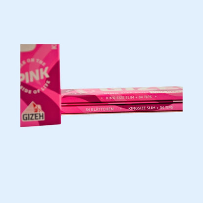 Detailaufnahme GIZEH Pink Filter Tips und Papers