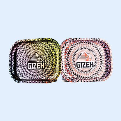 Designübersicht GIZEH Trippy Metal Rolling Tray S – stylische Farb‑ und Motivvarianten für deinen Headshop‑Vibe