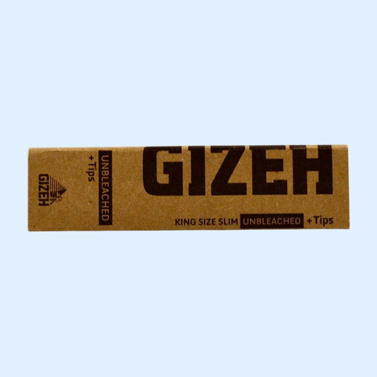 GIZEH Unbleached King Size Slim Papers + Tips – geschlossenes Heftchen von vorne