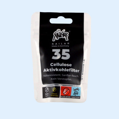 KAILAR Cellulose Aktivkohlefilter 35x Big Size Schwarz-Weiß – geschlossener Beutel