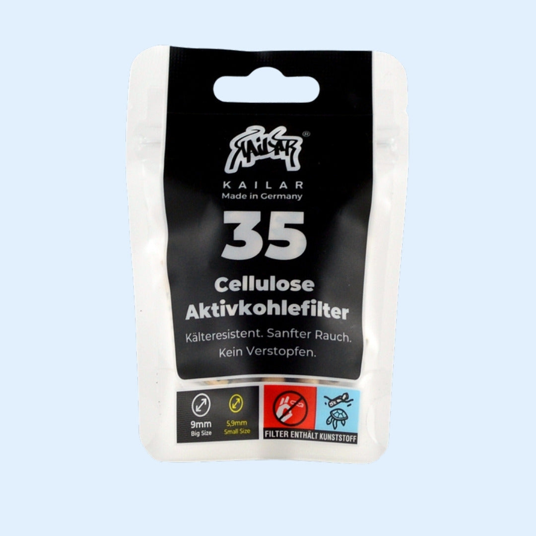 KAILAR Cellulose Aktivkohlefilter 35x Big Size Ungebleicht – geschlossener Beutel