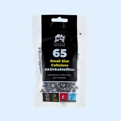 KAILAR Cellulose Aktivkohlefilter 65x Small Size Schwarz – geschlossener Beutel