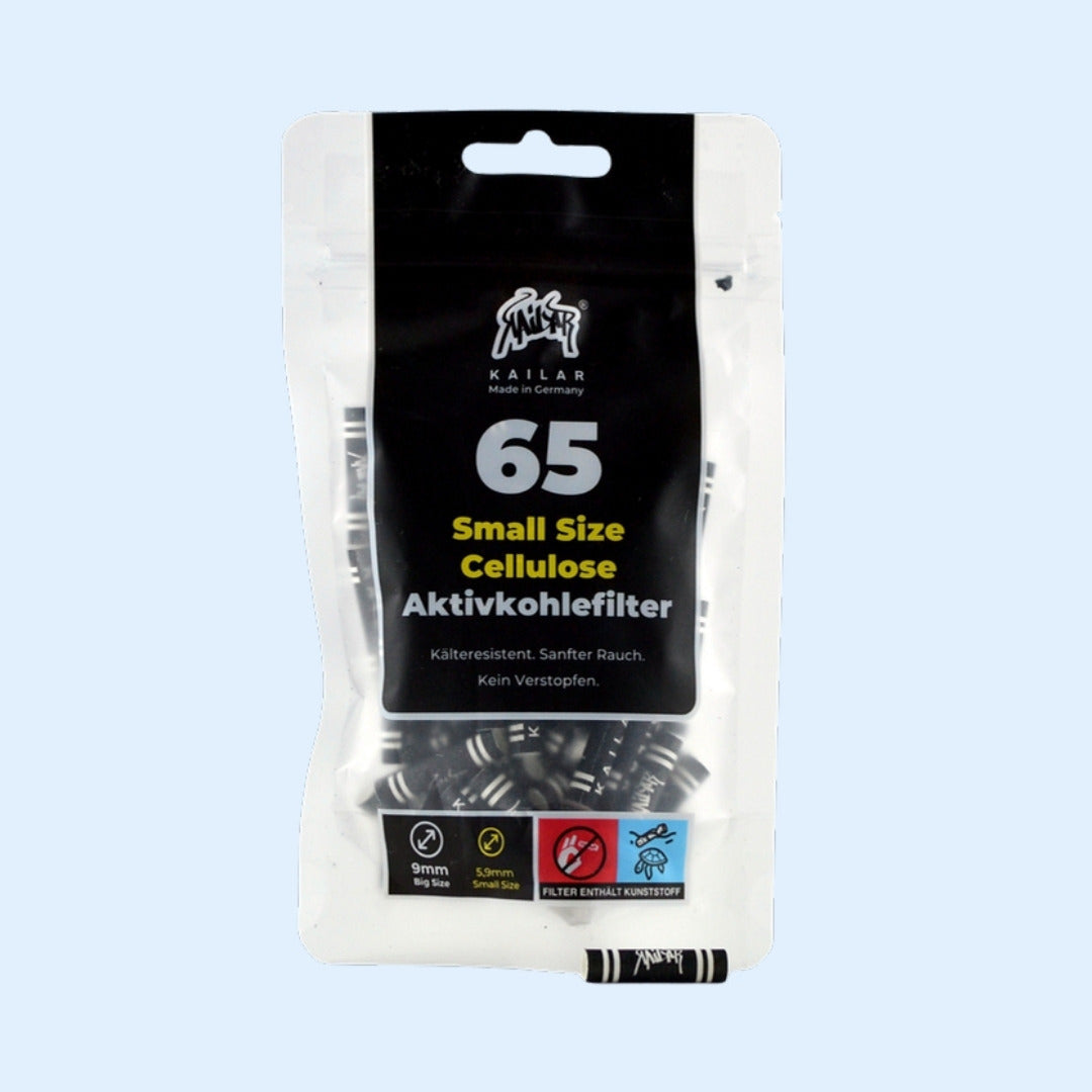 KAILAR Aktivkohlefilter 65x Schwarz – Beutel mit Filter davor