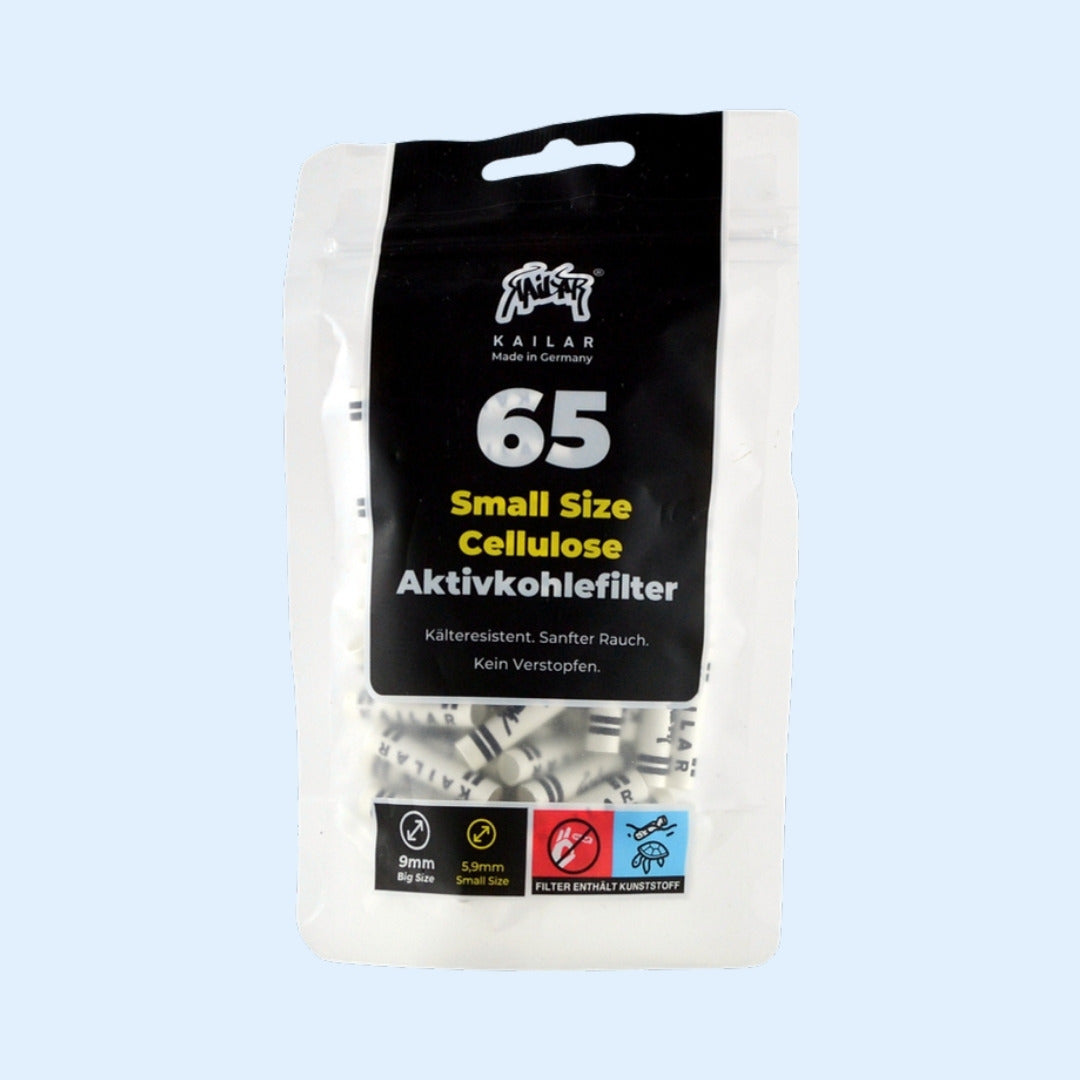 KAILAR Cellulose Aktivkohlefilter 65x Small Size Weiß – geschlossener Beutel