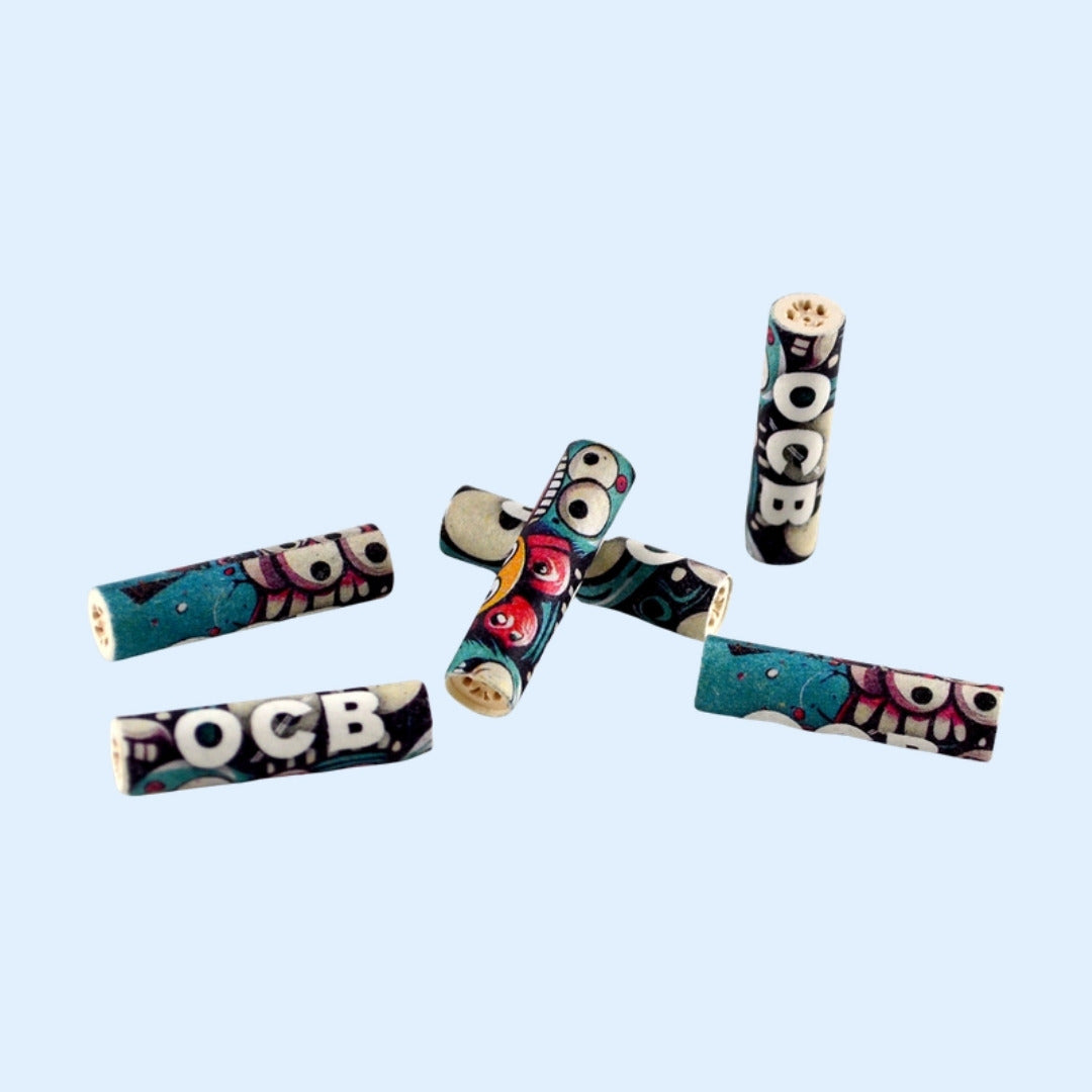 OCB Activ'Tips Slim Monster Design – einzelne Aktivkohlefilter mit Keramikkappe