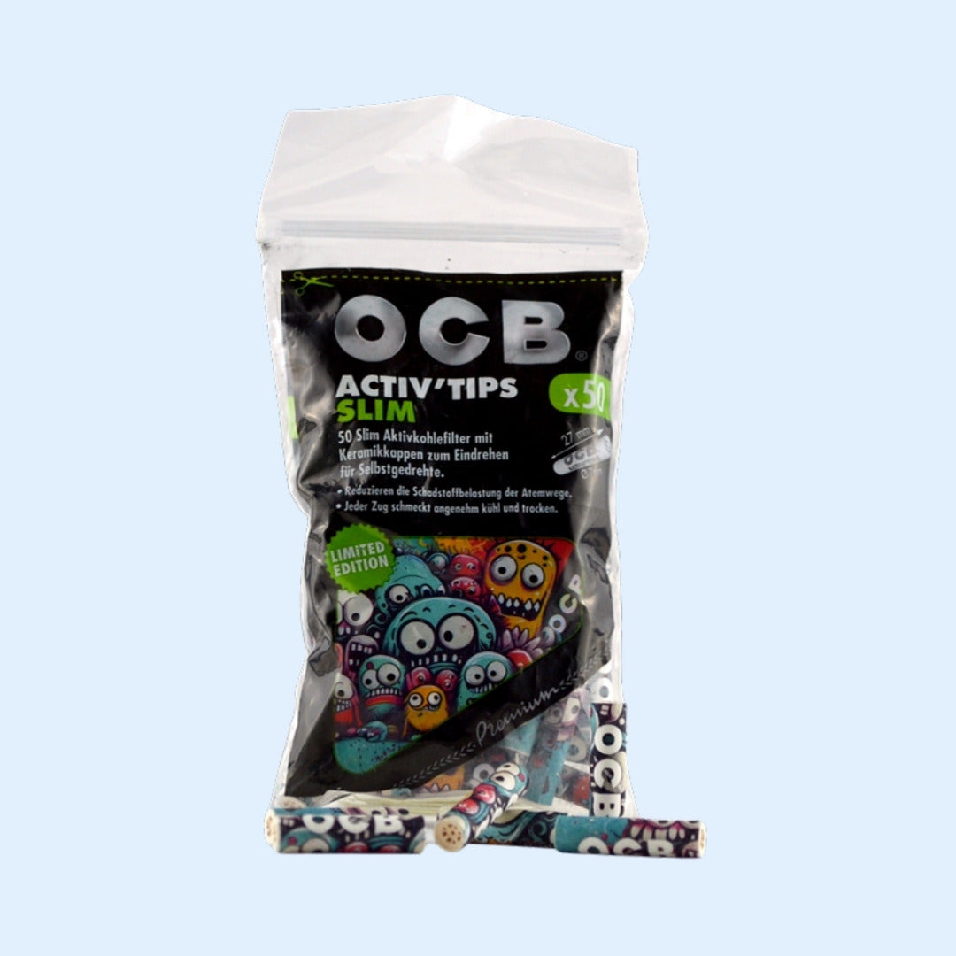 OCB Activ'Tips Slim Monster Design 50x Beutel mit Filtern davor