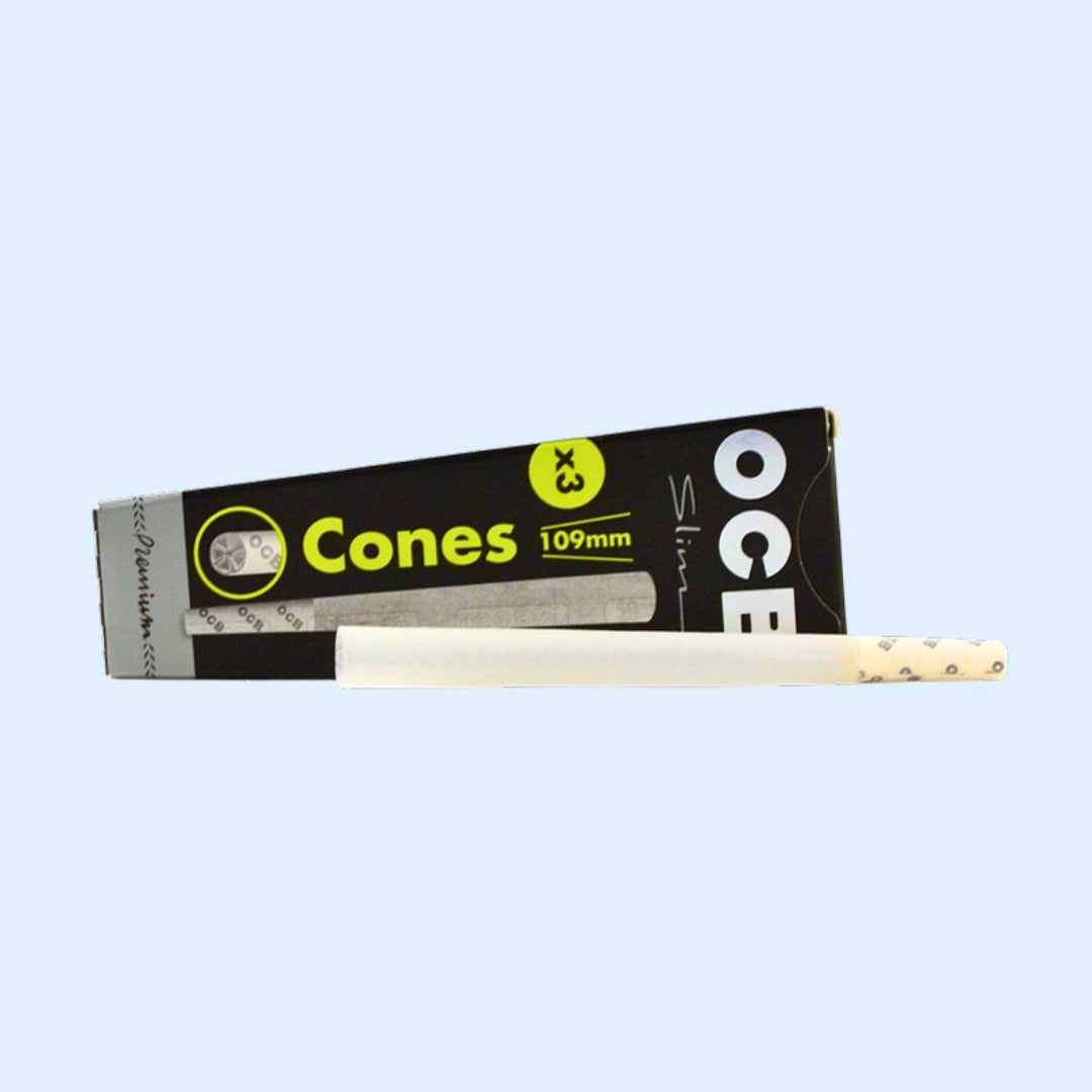 OCB Premium Cones – Verpackung mit liegendem Cone davor