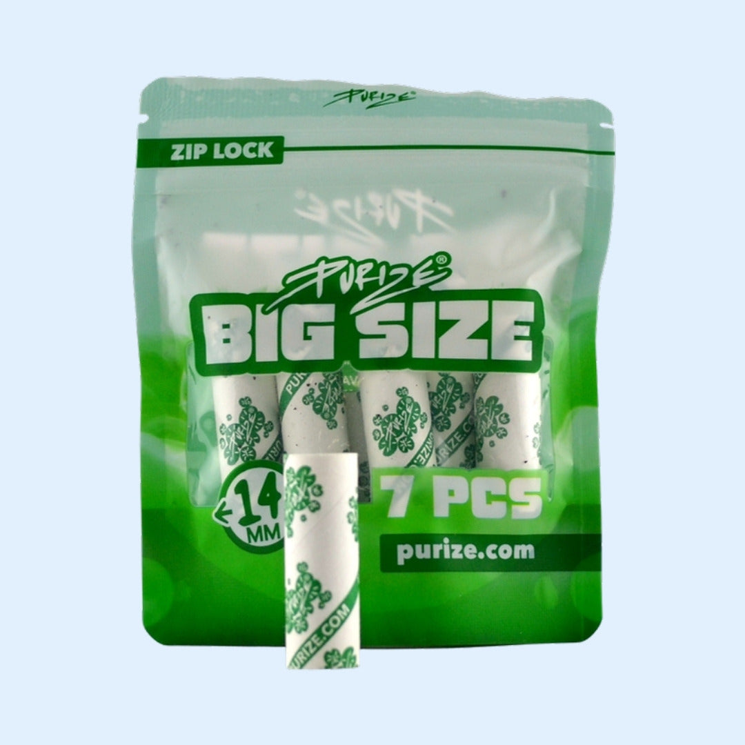 PURIZE Big Size Aktivkohlefilter 7x Beutel mit stehendem Filter davor