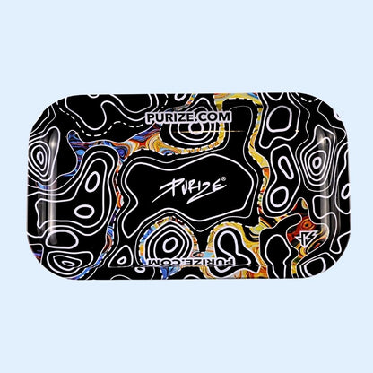 PURIZE Metal Rolling Tray Dark Sketch – edles Metall‑Tray im Sketch‑Motiv für deinen Headshop‑Vibe