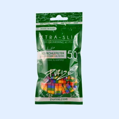 Farbenmix PURIZE Rainbow Aktivkohlefilter 50er – stylischer Vorratspack für dein Rolling Tray & Session Setup