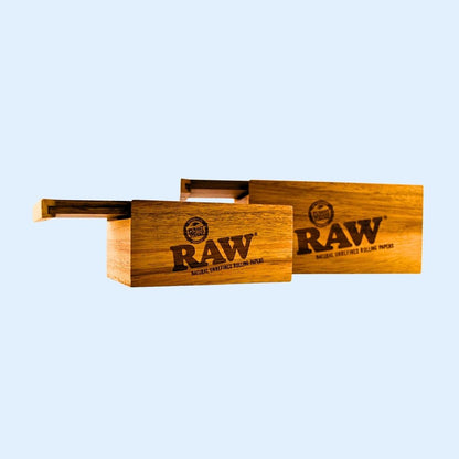 RAW Slide Box Acacia Wood – hochwertige Akazienholz Aufbewahrungsbox mit Schiebedeckel im Headshop Style