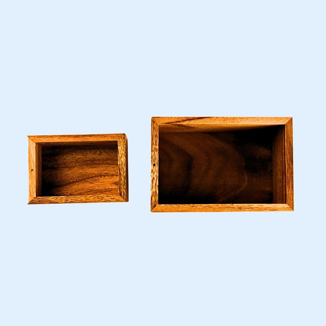 Übersicht RAW Slide Box Acacia Wood Serie – Small & Large Varianten im eleganten Design für stylisches Setup